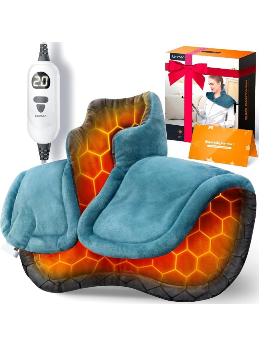 Graphene Heating Pad for Deep Muscle Relief, Weighted Neck & Shoulder Wrap, 6